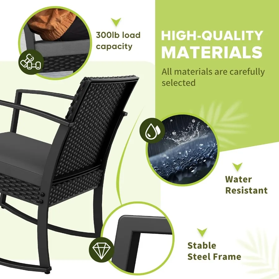 3-Piece Resin Outdoor Bistro Set with Rocking Chairs 2