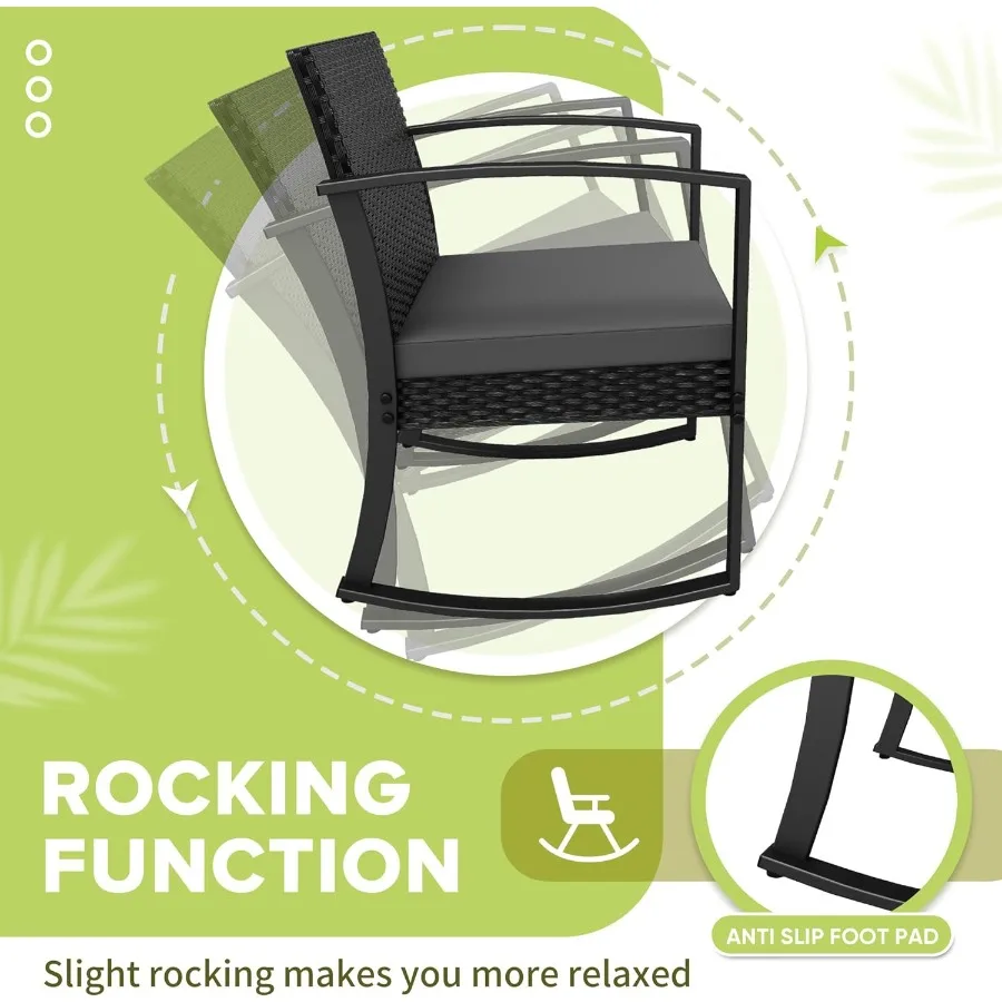 3-Piece Resin Outdoor Bistro Set with Rocking Chairs 3